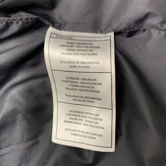 Steve Madden Striped Hip Length Puffer Jacket - Black/White, Size Medium Juniors - Picture 7 of 10